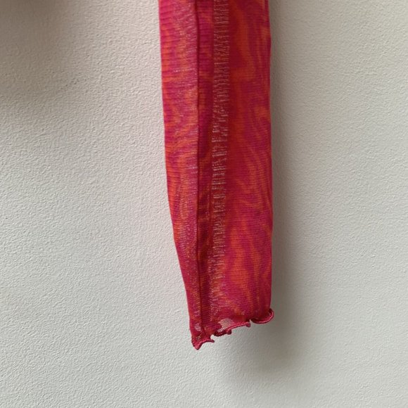 Urban Outfitters Pink Orange Mesh Button Up Top & Cropped Vest Size Large - Picture 12 of 16